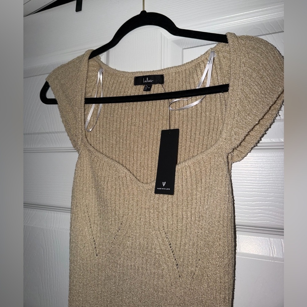 Lulu's Beige Ribbed Knit Dress - Picture 4 of 9